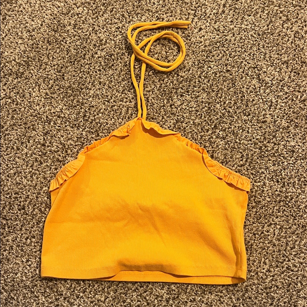 Orange Ruffled Halter Top